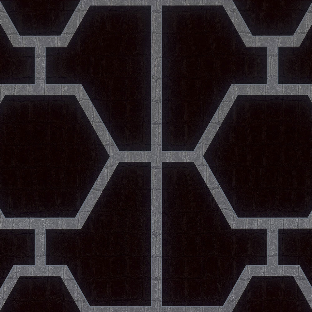 Černá geometrická vliesová tapeta s vinylovým povrchem Z80024 Philipp Plein, Zambaiti Parati