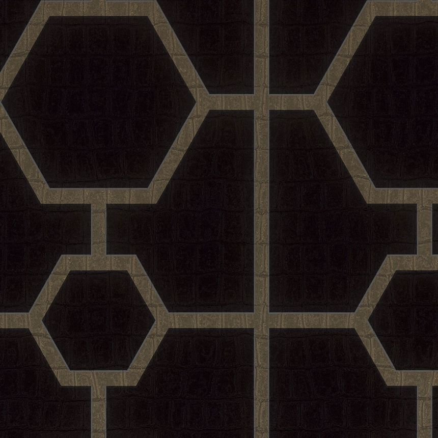 Černá geometrická vliesová tapeta s vinylovým povrchem Z80023 Philipp Plein, Zambaiti Parati