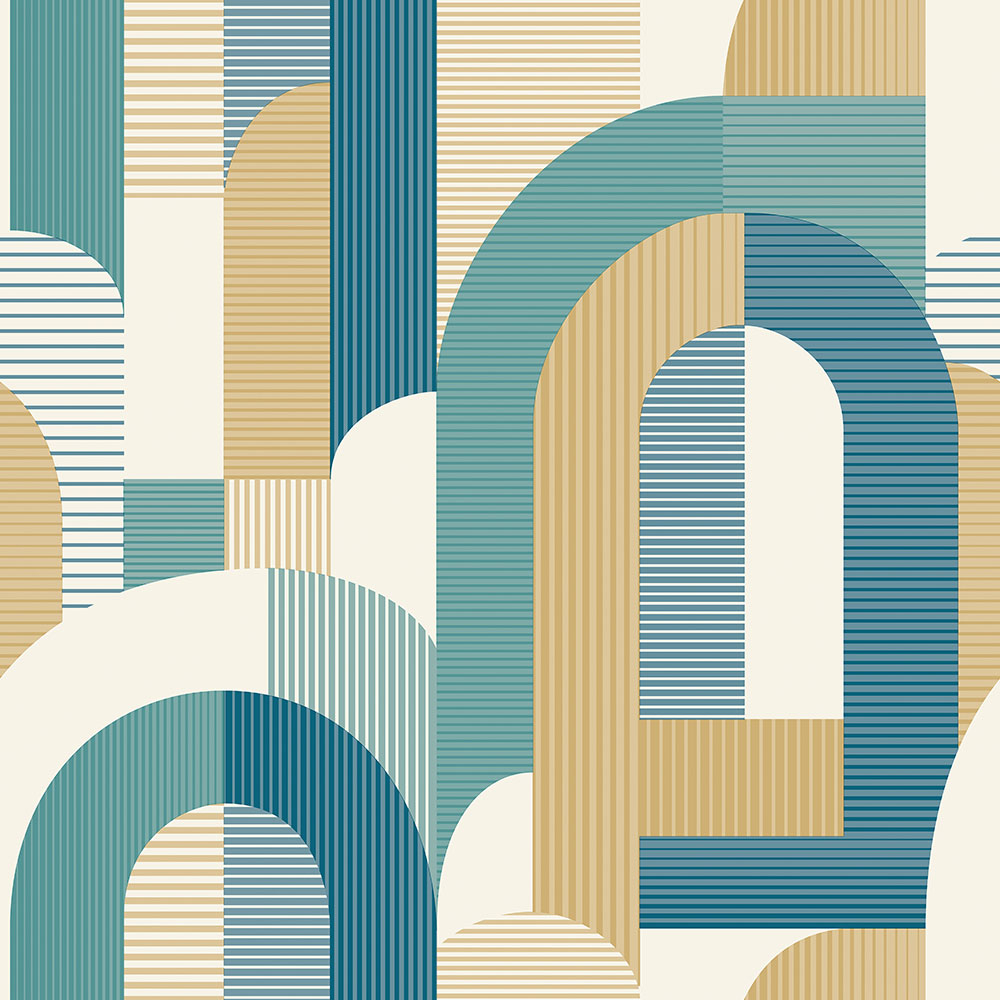 Tyrkysová vliesová tapeta, styl Art Deco MN3612, Maison, Grandeco