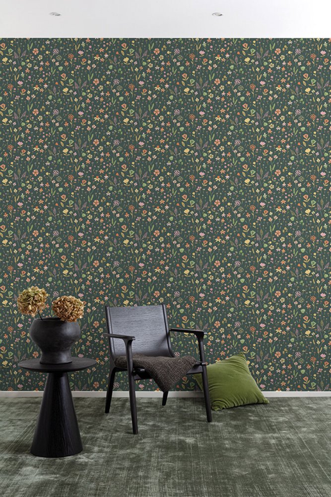 Zelená vliesová tapeta na zeď květiny MN3513, Maison, Grandeco