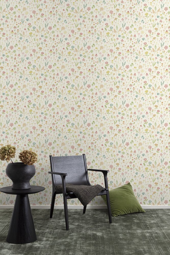 Krémová vliesová tapeta na zeď květiny MN3505, Maison, Grandeco