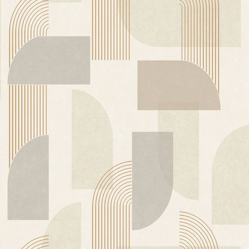 Šedo-béžová vliesová tapeta, styl Art Deco MN3304, Maison, Grandeco