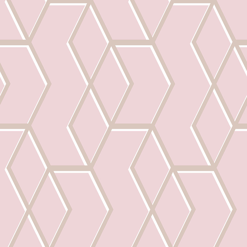 Růžová vliesová tapeta, zlatý geometrický vzor 105910, Formation, Graham & Brown