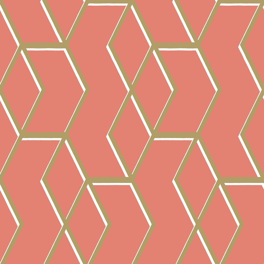 Korálová vliesová tapeta, zlatý geometrický vzor 104736, Formation, Graham & Brown