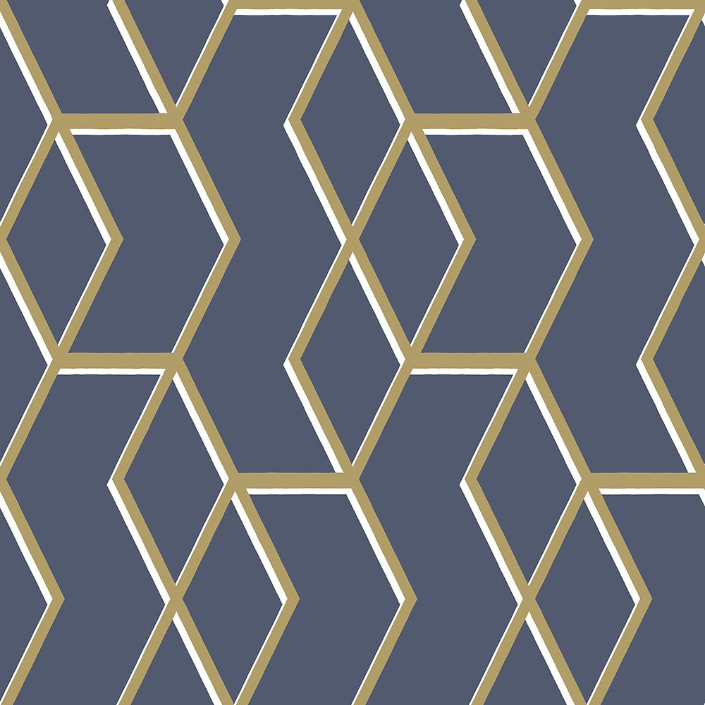 Modrá vliesová tapeta se zlatým geometrickým vzorem 104735, Formation, Graham & Brown