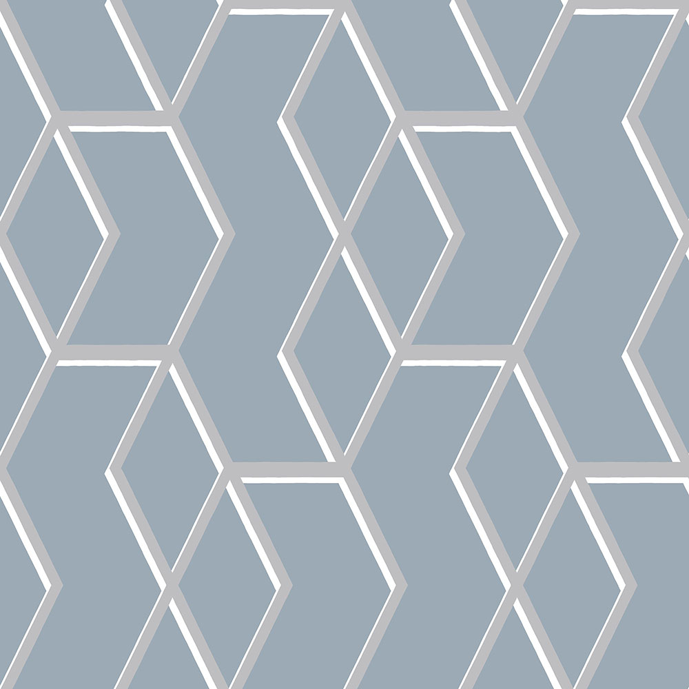 Modrá vliesová tapeta se stříbrným geometrickým vzorem 104733, Formation, Graham & Brown