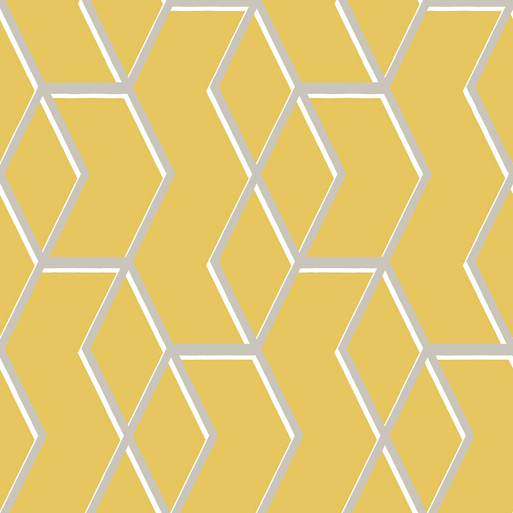 Žlutá vliesová tapeta s metalickým geometrickým vzorem 104731, Formation, Graham & Brown