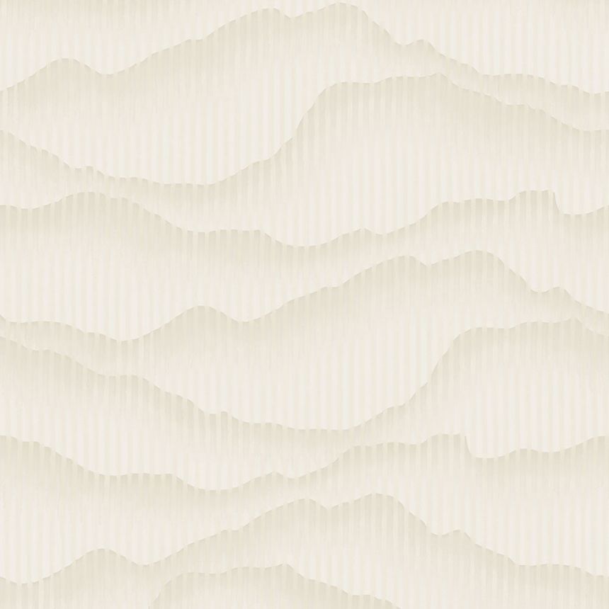 Luxusní bílo-krémová vliesová tapeta s leskem- proužky, vlnky WL220685, Wll-for 2, Vavex 