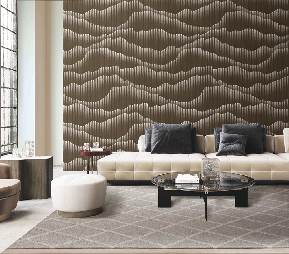 Luxusní hnědo-zlatá vliesová tapeta - proužky, vlnky WL220683, Wll-for 2, Vavex 