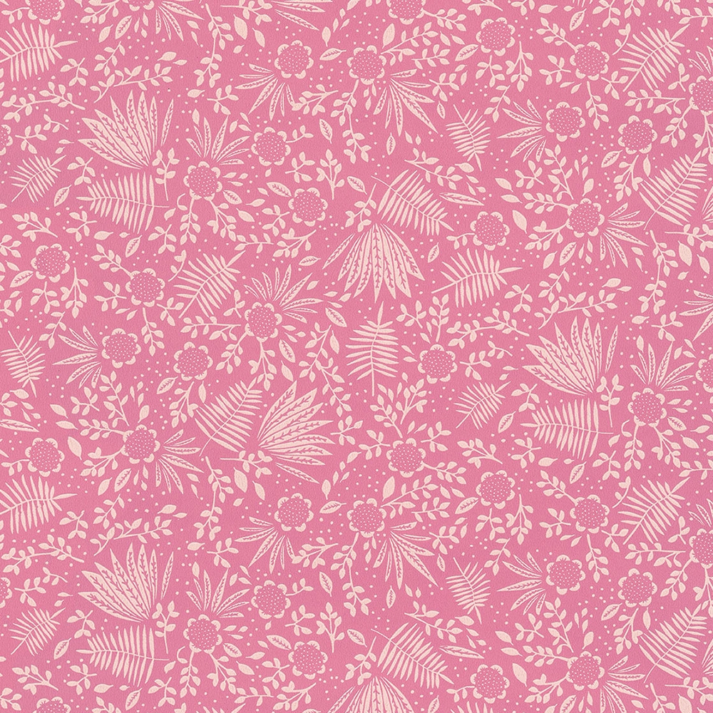 Růžová vliesová tapeta s květinami a listy 383541, Rice 2, Eijffinger