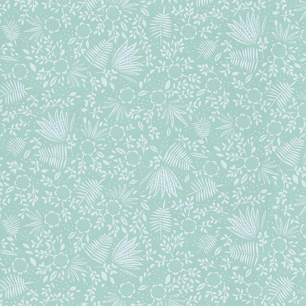 Tyrkysová vliesová tapeta s květinami a listy 383542, Rice 2, Eijffinger