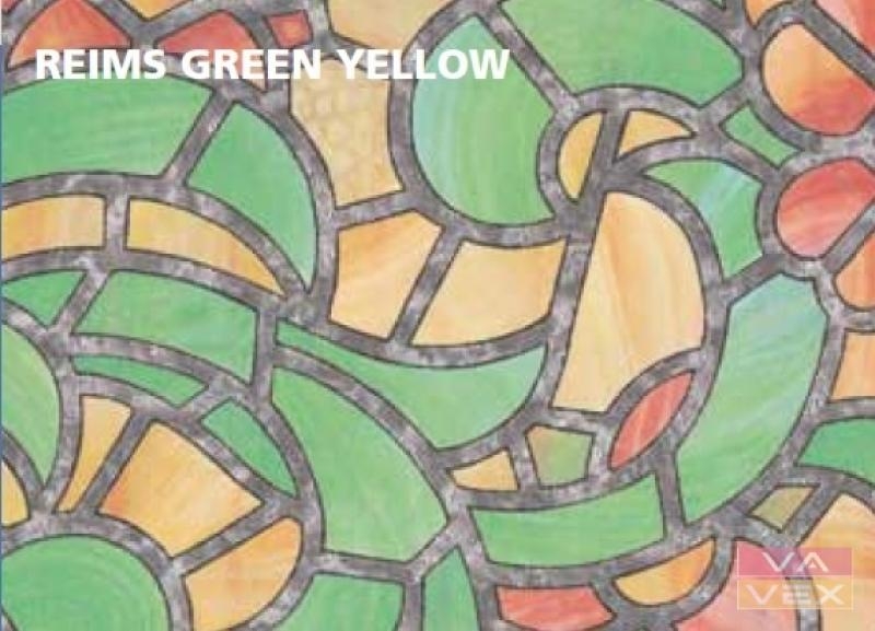 Fólie samolepící / samolepící tapeta, vitrážové sklo Gekkofix 10425 , Reims green yellow, šíře 67,5cm