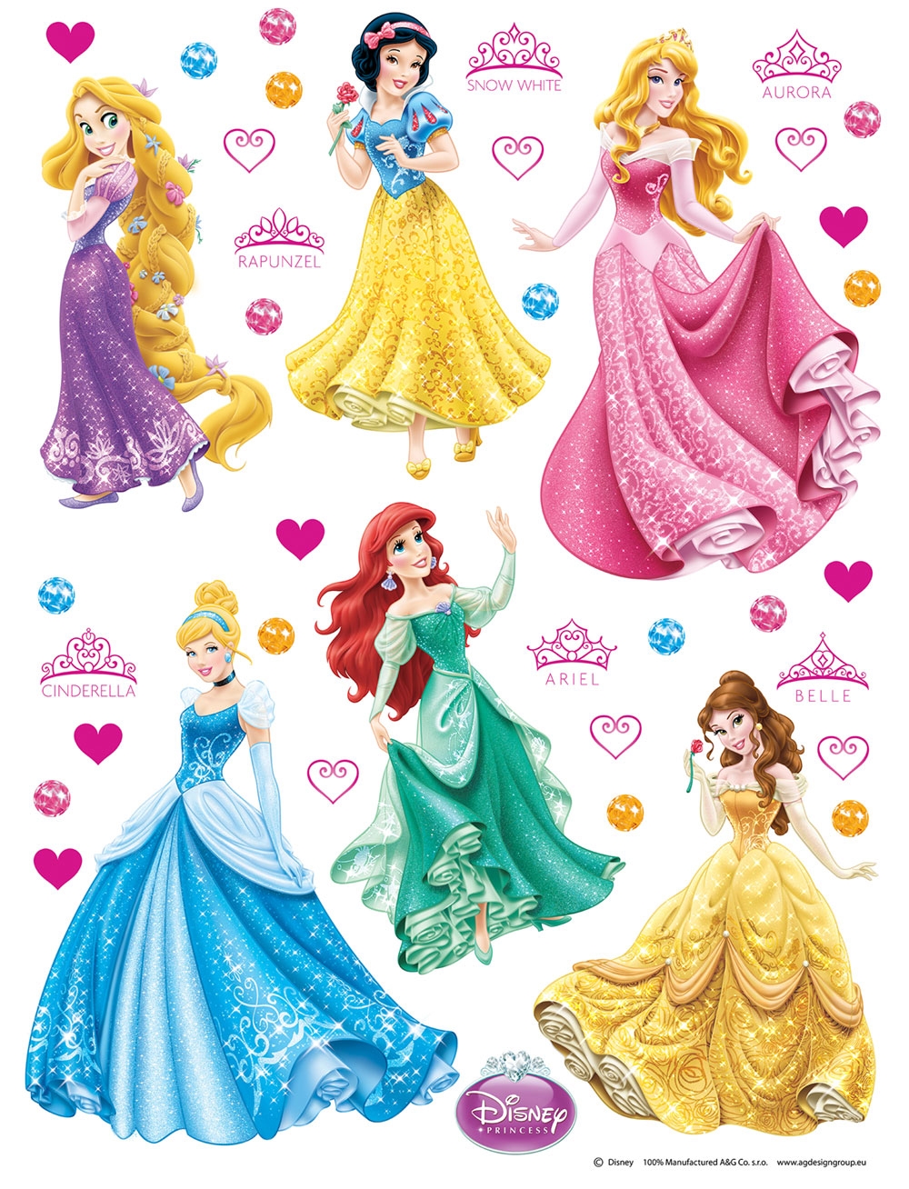Samolepka na zeď DK 1706, Disney Princezny AG Design